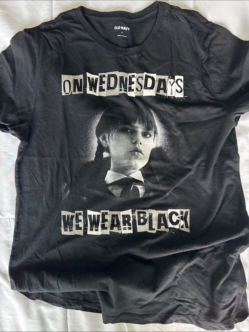 Old Navy Black Graphic Tee With 'On Wednesdays We Wear Black' Print